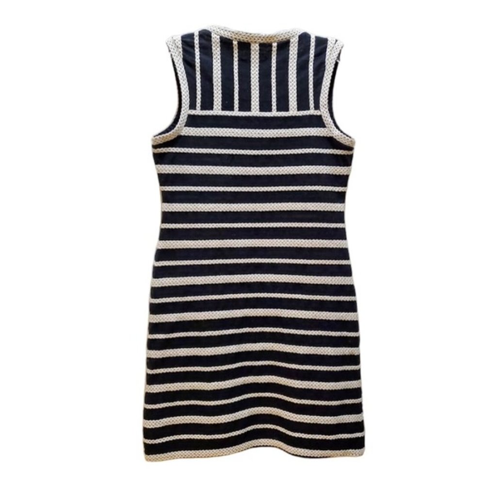 Max Studio Black Sleeveless Comfy Cotton Dress Nautical Braided Stripes Size S - Picture 3 of 6